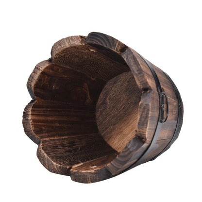 Wooden Planter Barrel Small, 12cm Carbonised Pine — Atrium NH-382
