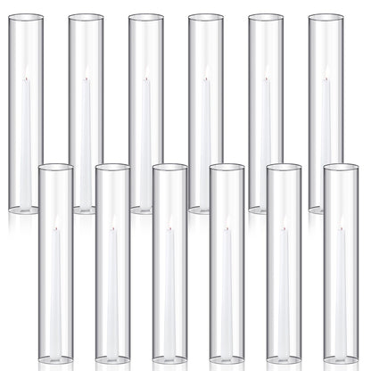 Glass Hurricane Candle Sleeves, Set of Twelve 6 x 35cm — Verre NH-1608