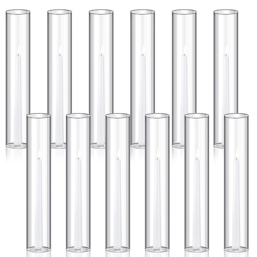 Glass Hurricane Candle Sleeves, Set of Twelve 6 x 35cm — Verre NH-1608