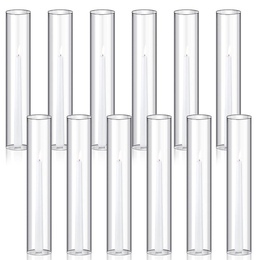 Glass Hurricane Candle Sleeves, Set of Twelve 6 x 35cm — Verre NH-1608
