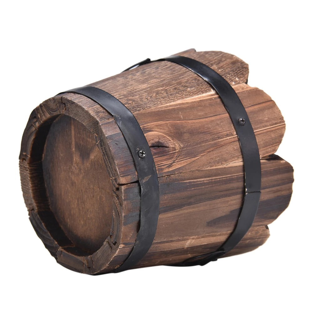 Wooden Planter Barrel Small, 12cm Carbonised Pine — Atrium NH-382