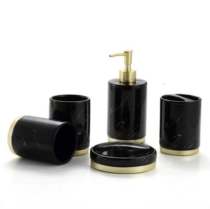 Glazed Ceramic Bathroom Accessory Set with Lotion Bottle — Alabaster NH-845