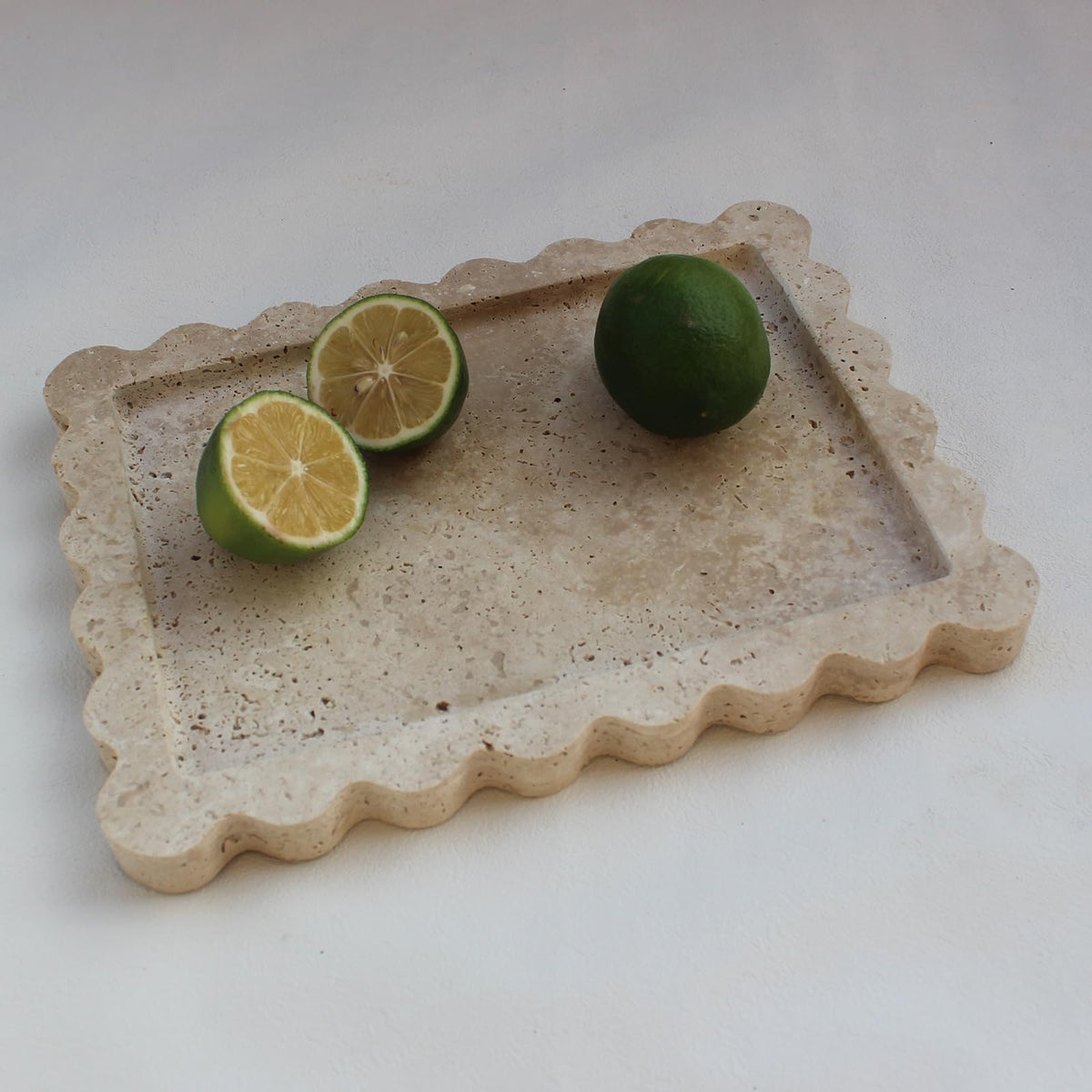 Travertine Scalloped Tray, 27 x 20cm — Marmo NH-1424