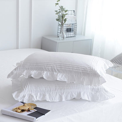 White Cotton Bed Sheet Set, 230 x 250 cm with Pillowcase Option — Solstice NH-036