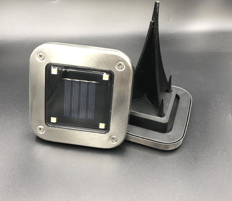 Solar Ground Light Square, Stainless Steel 10cm — Pathstone NH-369