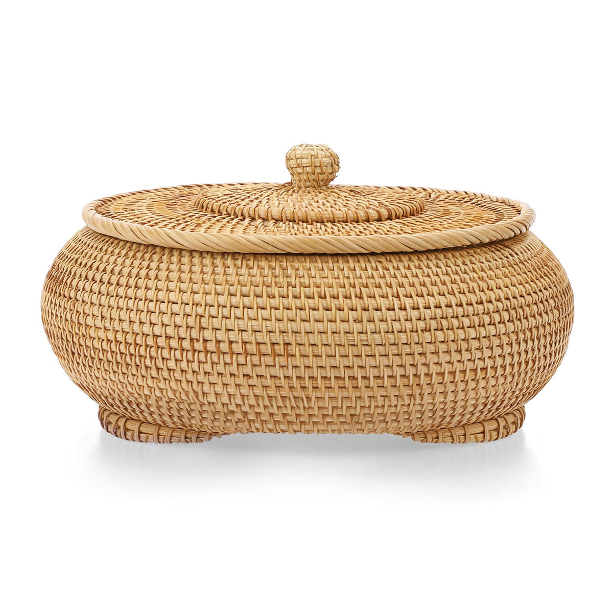 Rattan Lidded Round Basket, Extra Large — Weave NH-1430