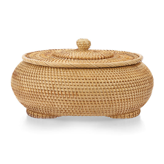 Rattan Lidded Round Basket, Extra Large — Weave NH-1430