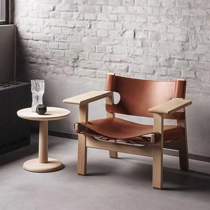 Solid Wood and Leather Lounge Chair — Loggia NH-1482
