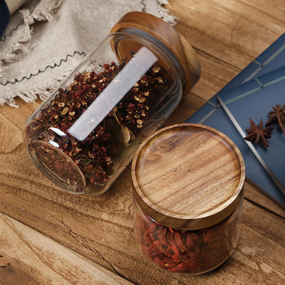 Airtight Glass Storage Jar, 325ml Wooden Lid — Vessel NH-495