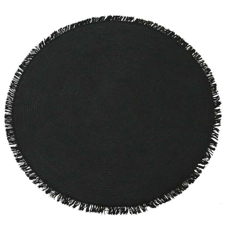 Handwoven Cotton Rug Round, 120 to 150 cm Diameter Solid Colour — Atrium NH-050