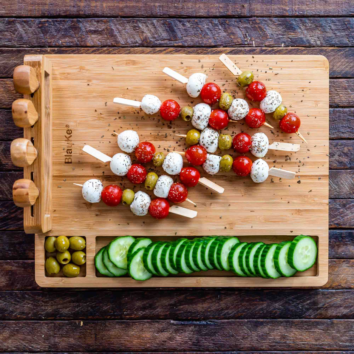 Bamboo Cheese Board with Four Knives, 36 x 28cm — Grove NH-1571