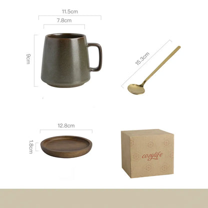 Stoneware Mug for Coffee and Tea, Textured Glaze — Marmo NH-611