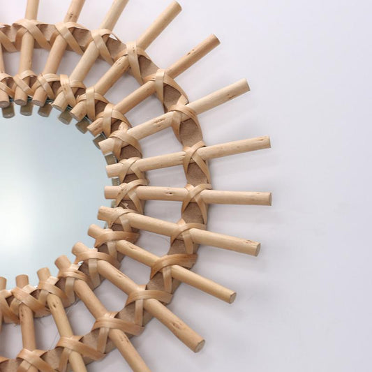 Round Woven Wicker Wall Mirror — Lumen NH-941