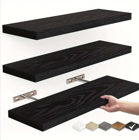 Solid Wood Wall Shelf, Floating Mount — Grove NH-492