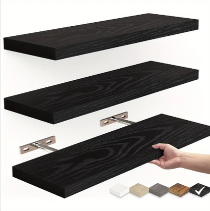 Solid Wood Wall Shelf, Floating Mount — Grove NH-492