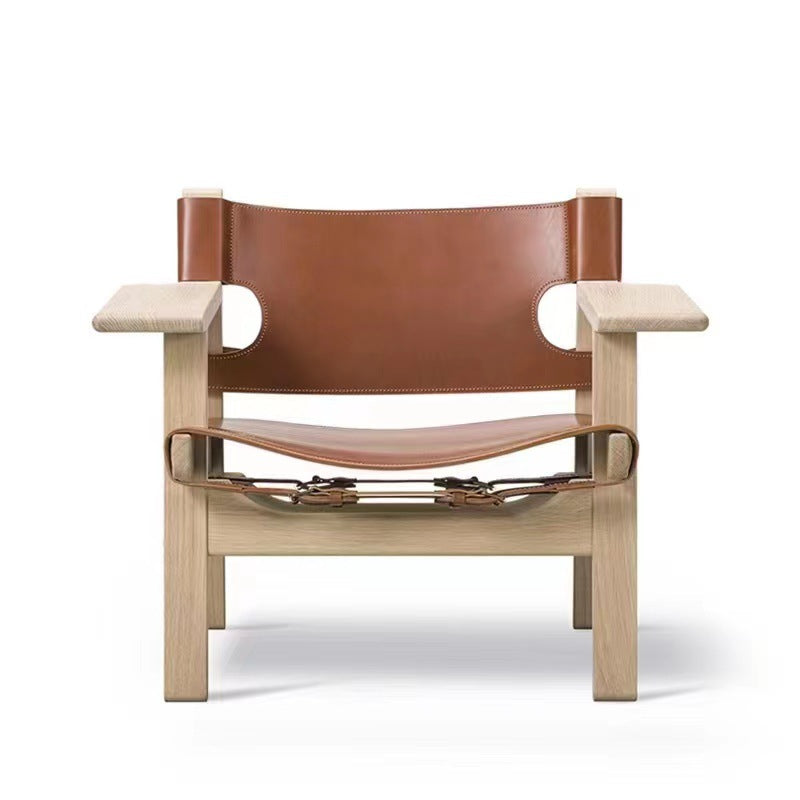 Solid Wood and Leather Lounge Chair — Loggia NH-1482