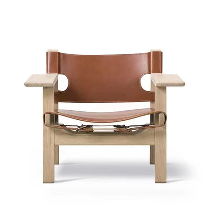 Solid Wood and Leather Lounge Chair — Loggia NH-1482