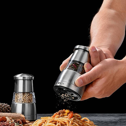 Salt and Pepper Grinder Mill, Stainless Steel and Glass — Marrow NH-1117