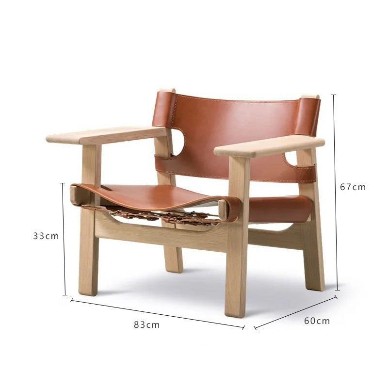 Solid Wood and Leather Lounge Chair — Loggia NH-1482