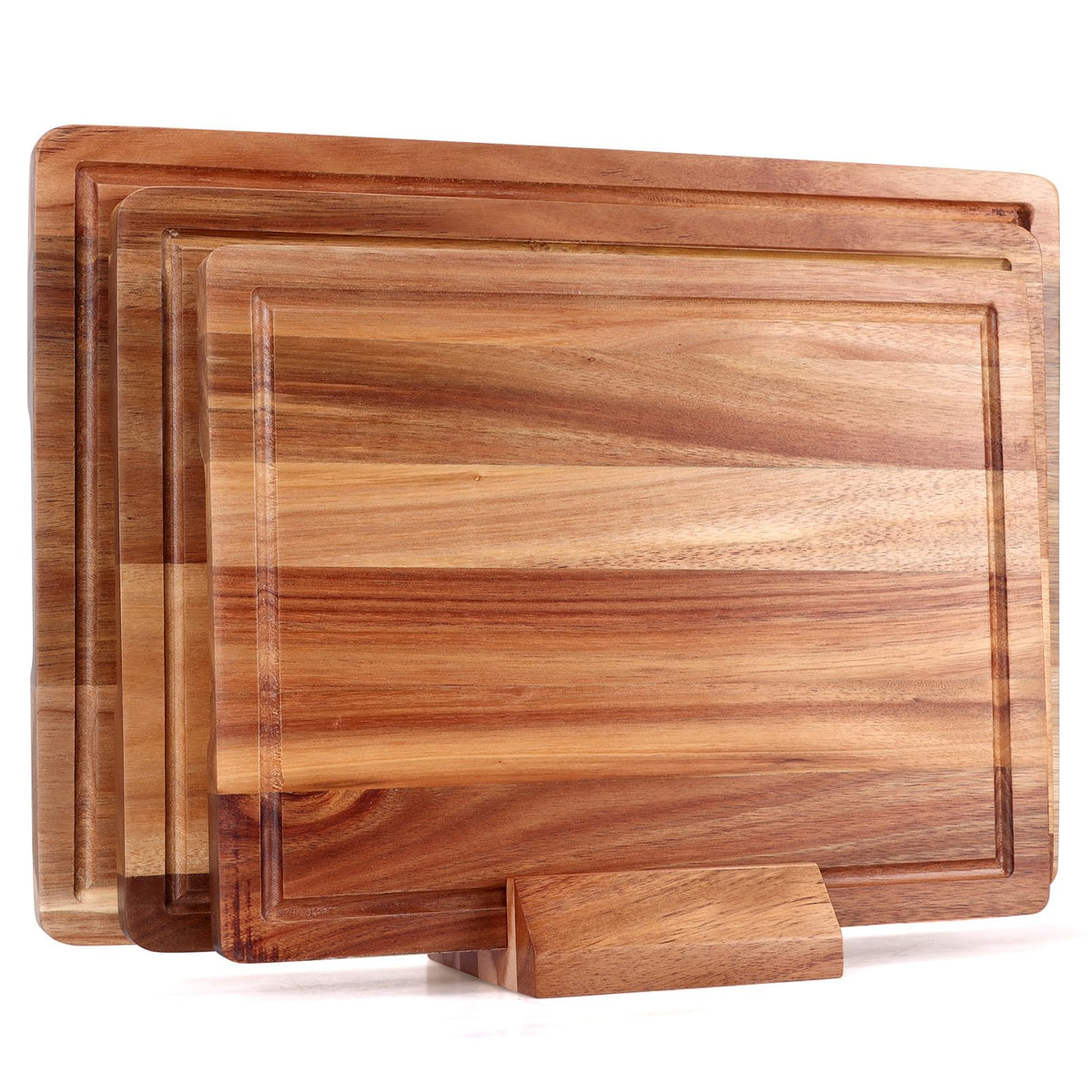 Acacia Chopping Boards, Set of Three with Stand — Grove NH-1449