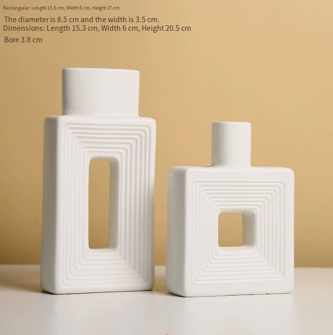 Rectangular Ceramic Vase White, Hand-Glazed Square and Slim Vase — Atrium NH-650