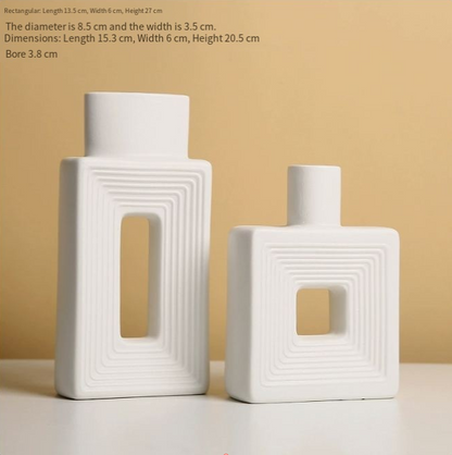 Rectangular Ceramic Vase White, Hand-Glazed Square and Slim Vase — Atrium NH-650