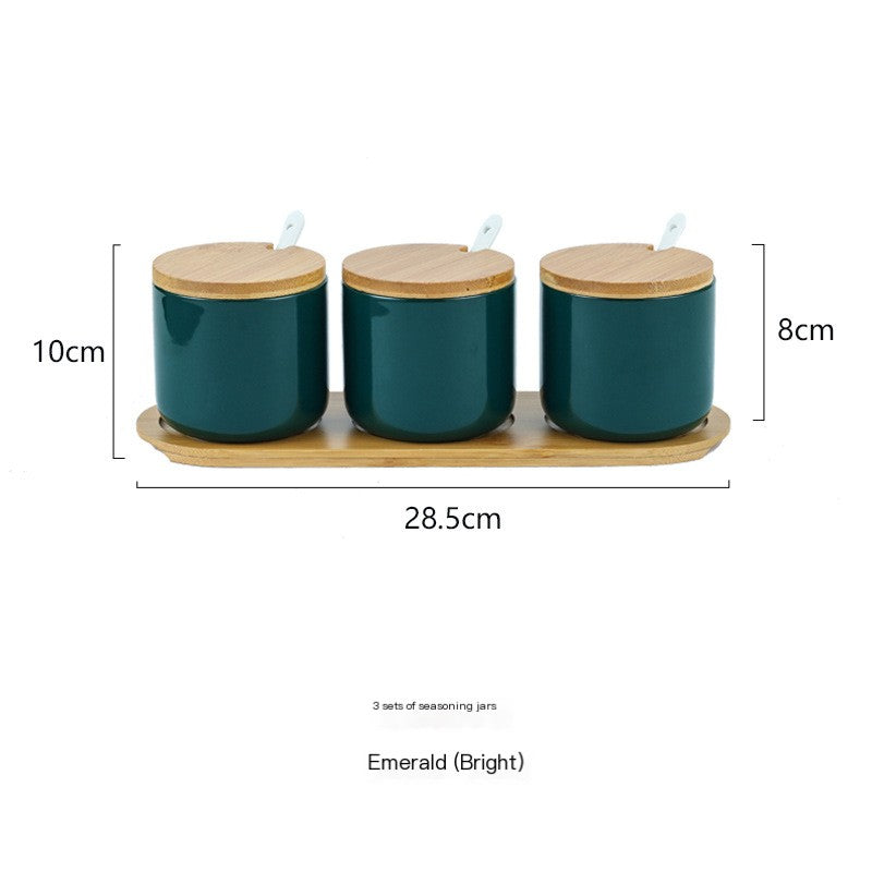 Ceramic Spice Jar Set of 3, 12 cm with Lids — Larder NH-475
