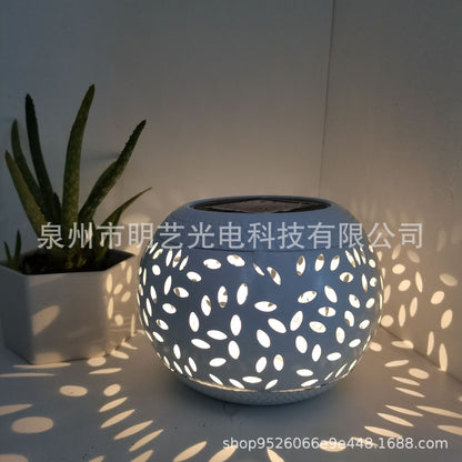 Solar Lantern Outdoor, Pierced Iron Pot Form 15cm — Beacon NH-372