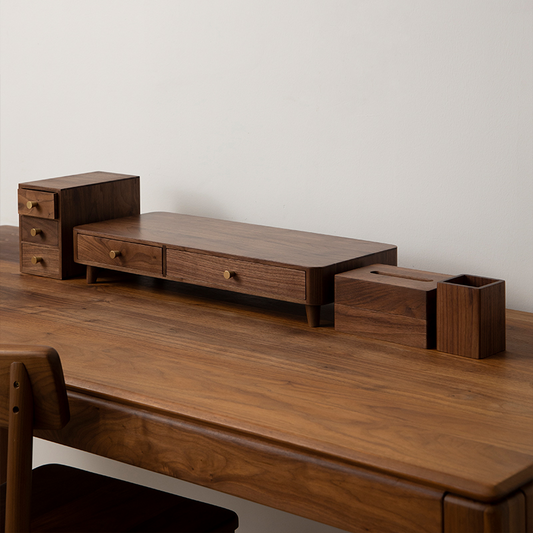 Wooden Desk Organiser, Walnut Office Storage — Atrium NH-677