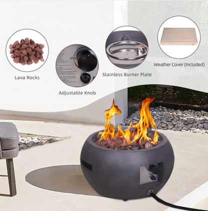 Concrete-Finish Propane Fire Pit — Hearth NH-1476