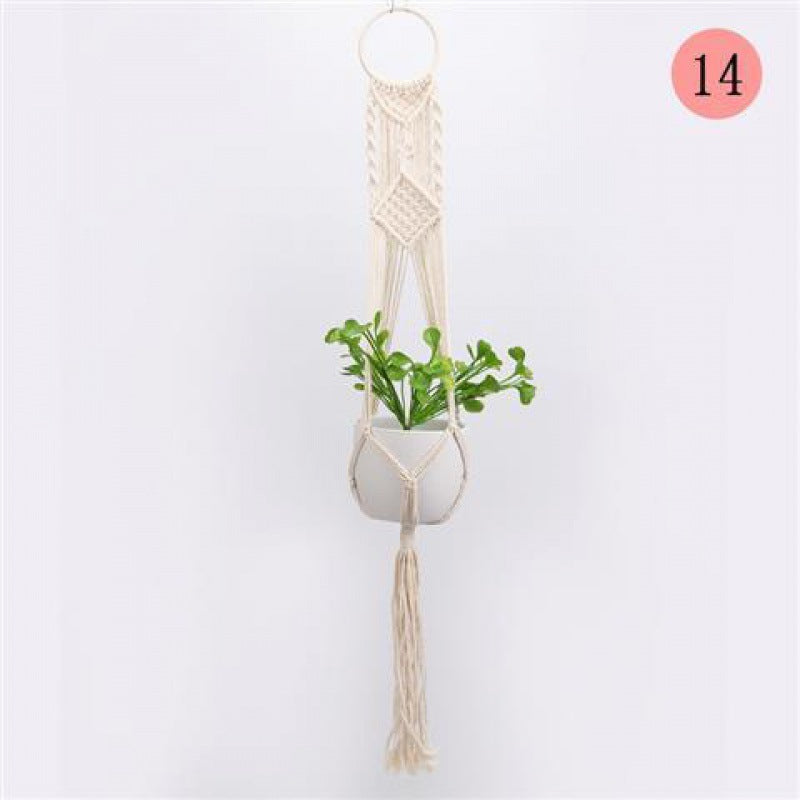 Macrame Plant Hanger, Handwoven Cotton Rope — Atrium NH-386