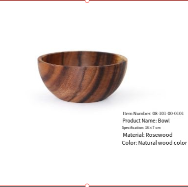 Acacia Wood Salad Bowl for Serving, Six Sizes — Alcova NH-631