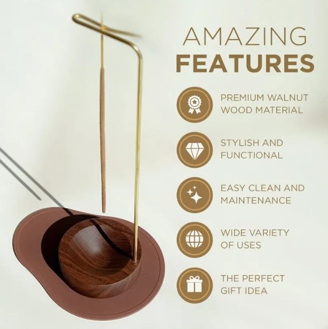 Hanging Wood Incense Burner, Inverted Design — Atrium NH-671