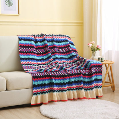 Ruffled Edge Knitted Throw Blanket — Bower NH-895