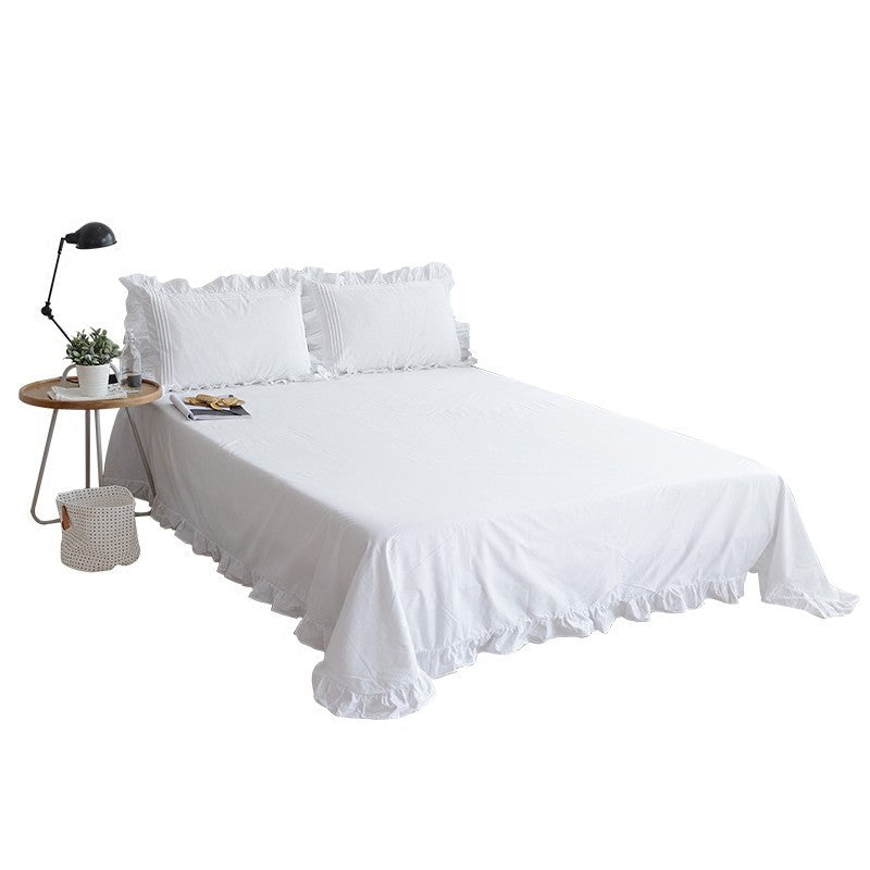 White Cotton Bed Sheet Set, 230 x 250 cm with Pillowcase Option — Solstice NH-036