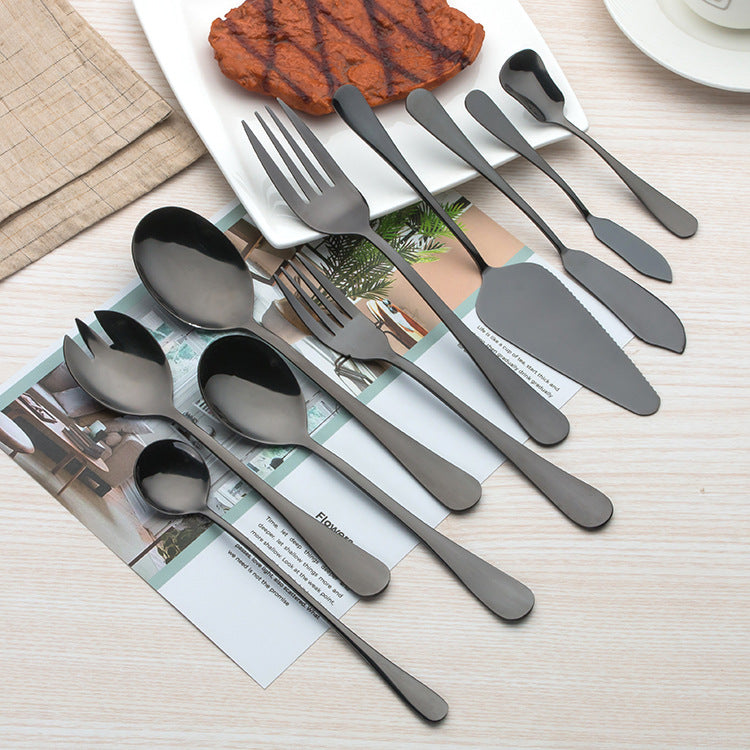 Black Stainless Steel Cutlery Set, Matte Knife Fork and Spoon — Marmo NH-544
