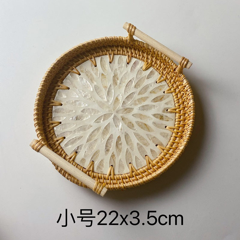 Rattan Serving Basket with Wooden Handle, Three Sizes — Weave NH-413