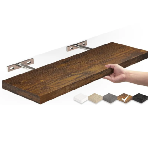 Solid Wood Wall Shelf, Floating Mount — Grove NH-492