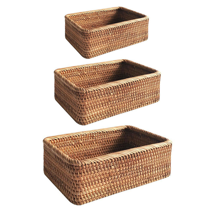 Rattan Storage Basket, Handwoven Rectangular — Weave NH-464
