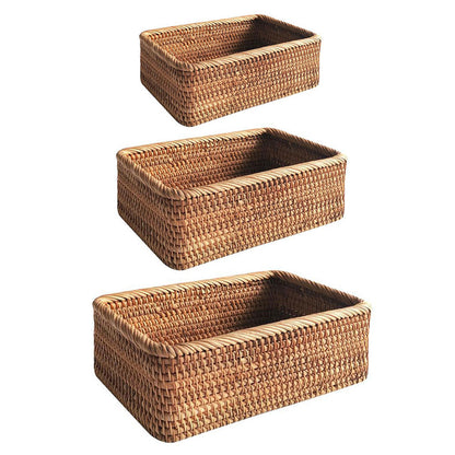 Rattan Storage Basket, Handwoven Rectangular — Weave NH-464