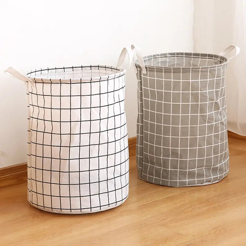 Foldable Laundry Basket, Lined Cotton and Linen — Weave NH-490