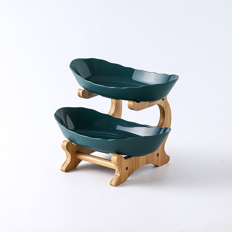 Ceramic Candy Dish for Fruit and Sweets, Tiered Stand — Marmo NH-608