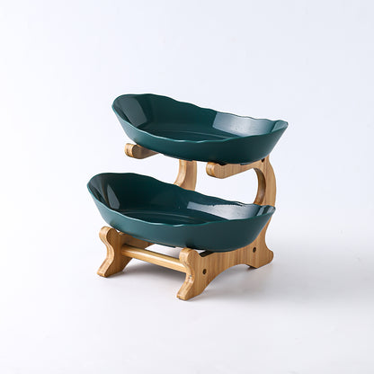 Ceramic Candy Dish for Fruit and Sweets, Tiered Stand — Marmo NH-608