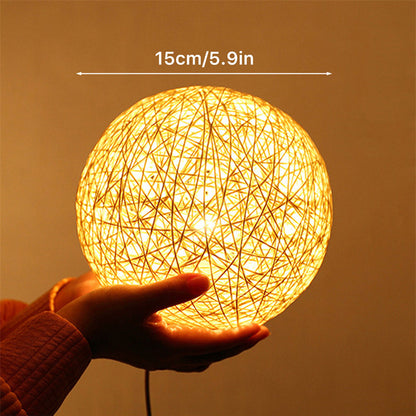 Rattan Ball Table Lamp, 15cm Woven Shade, USB Cord — Meridian NH-717