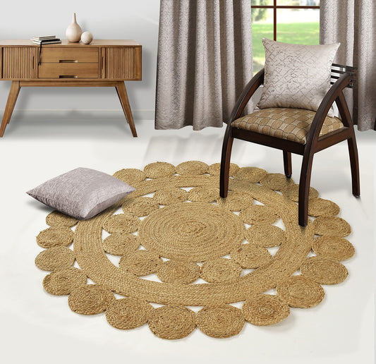 Round Braided Jute Rug, 150cm Natural — Loom NH-1589