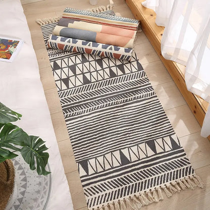 Handwoven Cotton Tasselled Rug — Loom NH-1514