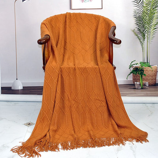 Knitted Throw Blanket, Solid Colour Nordic Style — Somnus NH-894