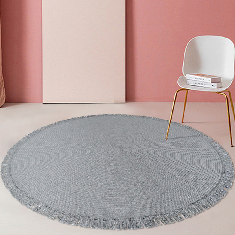 Handwoven Cotton Rug Round, 120 to 150 cm Diameter Solid Colour — Atrium NH-050