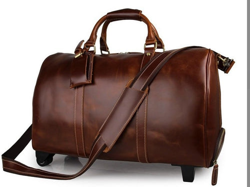 Full-Grain Leather Crossbody Duffel, 50 x 24 x 28cm — Transit NH-1640
