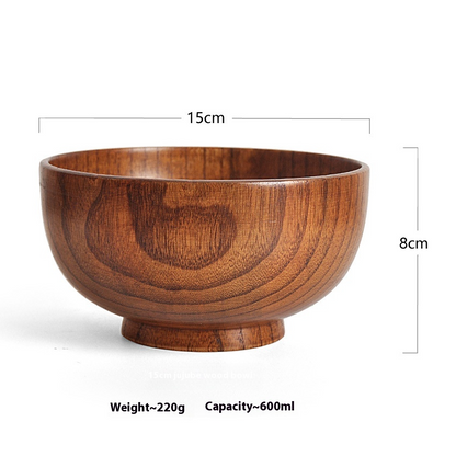 Wooden Soup Bowl for Rice and Noodles, Jujube Wood — Alcova NH-630